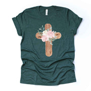 Christian Easter Tee, Beautiful Watercolor Easter Cross with Flowers Design, premium unisex shirt, 3 color choice, 3x Easter, 4x Easter