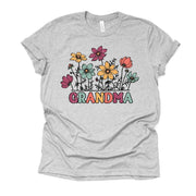 Pretty Grandma Tee, Colorful Retro Flowers Grandma, Retro Grandma Design, on a premium unisex shirt, 3 color choices, 3x grandma, 4x grandma