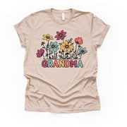 Pretty Grandma Tee, Colorful Retro Flowers Grandma, Retro Grandma Design, on a premium unisex shirt, 3 color choices, 3x grandma, 4x grandma