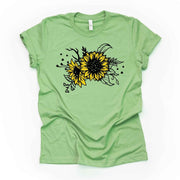 Sunflower Tee, Simple Sunflowers, Sunflower Line art Design on premium Bella + Canvas unisex shirt, 3 color choices, plus sizes