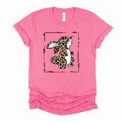 Bunny Tee, Super Cute Leopard Bunny in Frame, Easter Bunny Design, premium unisex shirt, 3 color choices, 3x Easter, 4x Easter, plus sizes