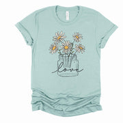 Daisies Tee, Pretty Jar of Daisies with LOVE Inscribed, Love  Design, premium unisex shirt, 3 color choices, 3x daisies, 4x daisies, plus