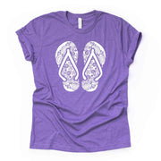 Summer Beach Tee, Super Cute Flip Flops Mandala, Flip Flops Zentangle Design on premium unisex shirt, 3 color choices, 3x beach, 4x beach