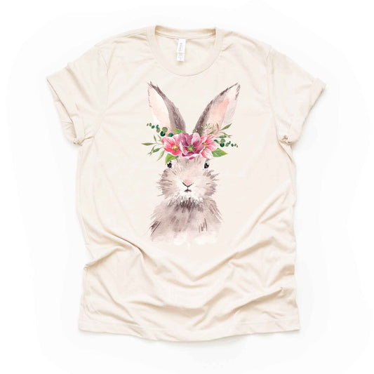 Beautiful Watercolor Bunny, Easter Rabbit with Flowers Design, premium unisex shirt, 3 color choices, 3x Easter, 4x Easter, plus sizes