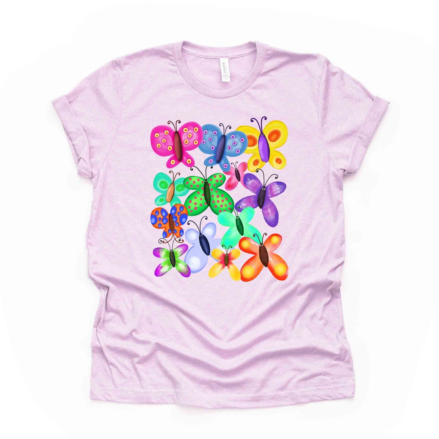 Butterfly Tee, Bright and Colorful Butterflies Collage, Fun Butterfly Design, premium unisex shirt, 3 color choices, 3x Summer, 4x Summer
