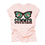 Summer Beach Tee, Fun Sunglasses and Summer, Floral Sunglasses Design on premium unisex shirt, 2 color choices, 3x Summer, 4x Summer, Plus
