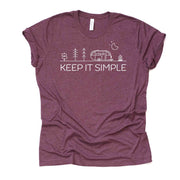 Camping Tee, Keep It Simple Camping Tee, Simple Camper Design on premium unisex shirt, 3 color choices, 3x Camping, 4x Camping, Plus Sizes