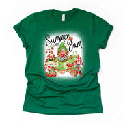 Strawberry Gnomes, Summer is My Jam, Strawberry Jam Bleach Affect Design, premium unisex tee, 3 color choices, 3x strawberry, 4x strawberry