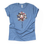Baseball Mom, Super Cute Baseball Sunflower, Sunflower with Baseball Design on premium Bella + Canvas unisex shirt, plus sizes, baseball