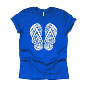 Summer Beach Tee, Super Cute Flip Flops Mandala, Flip Flops Zentangle Design on premium unisex shirt, 3 color choices, 3x beach, 4x beach