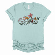 Pretty Wildflowers, Vintage Wildflowers Design, premium unisex shirt, 3 color choices, 3x wildflowers, 4x wildflower