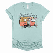 Fun Camping Tee, Super Cute Glamping Queen, Cute Camper Design on premium unisex shirt, 4 color choices, 3x camping, 4x camping, plus sizes