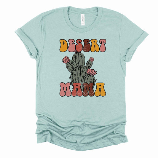 Desert Tee, Cute Desert Mama with Cactus, Desert Cactus, Desert Mom, Mama Design on premium unisex shirt, 3x desert sunset, 4x desert sunset