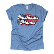 Patriotic Tee, American Mama, Leopard Print American Flag Design on premium unisex shirt, 3 color choices, 3x Patriotic, 4x Patriotic