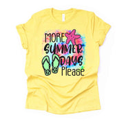 Summer Tee, More Summer Days Please, Tie Dye Starfish and Flip Flops Design, premium unisex shirt, 3 color choices, 3x Summer, 4x Summer