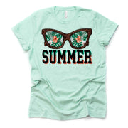 Summer Beach Tee, Fun Sunglasses and Summer, Floral Sunglasses Design on premium unisex shirt, 2 color choices, 3x Summer, 4x Summer, Plus