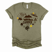 Camping Tee, Super Cute Camp Life Tee with Heart, Love Camp Life Design on premium unisex shirt, 3 color choices, 3x Camping, 4x Camping