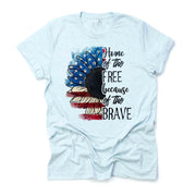 Patriotic Sunflower, Home of the Free Because of the Brave Design, premium Bella + Canvas unisex shirt, 3 color choices, 3x truck, 4x truck