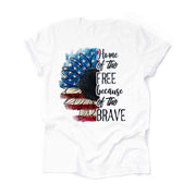 Patriotic Sunflower, Home of the Free Because of the Brave Design, premium Bella + Canvas unisex shirt, 3 color choices, 3x truck, 4x truck