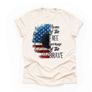 Patriotic Sunflower, Home of the Free Because of the Brave Design, premium Bella + Canvas unisex shirt, 3 color choices, 3x truck, 4x truck