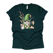 Fishing Gnome, Cute Gnome Fishing, Gnome with Fishing Pole Design on premium Bella + Canvas unisex shirt, 3 color choices, plus sizes