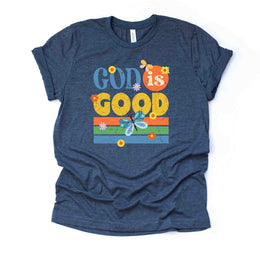 Christian Tee, Super Cute God Is Good, Retro Style God is Good design, premium unisex shirt, 3 color choices, 3x Christian, 4x Christian
