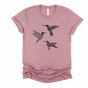Hummingbirds Tee, Cute Hummingbird Mandalas, Hummingbird Design, premium unisex shirt, 3 color choices, 3x tee, 4x tee, plus sizes available