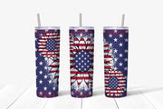 20 oz Skinny Tumbler, Patriotic Tumbler, Red White & Blue Sunflower Skinny Tumbler, Flag Sunflowers Tumbler, 20 oz Stainless Steel Tumbler