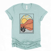 Modern Desert Scene Tee, Fun Desert Scene, Abstract Desert Design, premium unisex shirt, 3 color choices, 3x Desert, 4x Desert, plus sizes