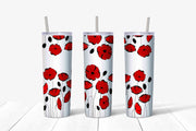 20 oz Skinny Tumbler, Red Poppies Skinny Tumbler, Poppy Skinny Tumbler,  20 oz Stainless Steel Tumbler