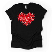 Pretty Red Heart Tee, Heart Made of Hearts Layered Design, premium unisex shirt, 3 color choices, 3x red heart, 4x red heart, plus sizes