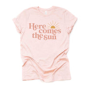Summer Tee, Retro Here Comes The Sun, 70s Style Summer Design on premium unisex shirt, 2 color choices, 3x Summer, 4x Summer, Plus