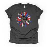 Patriotic Sunflower, Red White Blue & Leopard Flower Design on premium unisex shirt, 3 color choices, 3x Patriotic, 4x Patriotic, Plus Sizes