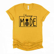 Vacation Time, Vacay Mode, Simple Vacation Design on premium Bella + Canvas unisex shirt, 5 color choices, 3x vacay, 4x vacay