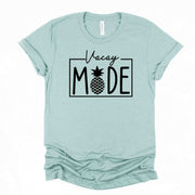 Vacation Time, Vacay Mode, Simple Vacation Design on premium Bella + Canvas unisex shirt, 5 color choices, 3x vacay, 4x vacay