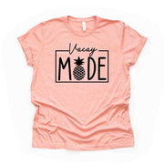 Vacation Time, Vacay Mode, Simple Vacation Design on premium Bella + Canvas unisex shirt, 5 color choices, 3x vacay, 4x vacay