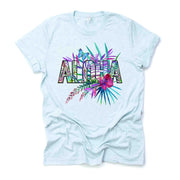 Aloha, Beautiful Tropical Plants and Flowers, Aloha Vacation Hawaii Design on premium  unisex shirt, 3 color choices, 3x Summer, 4x Summer