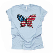 Patriotic Tee, Cute Patriotic Butterfly with Roses, Butterfly Design on premium unisex shirt, 3 color choices, 3x Patriotic, 4x Patriotic