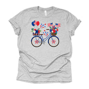 Patriotic Tee, Freedom Bike, Super Cute USA Bicycle Design on premium Bella + Canvas unisex shirt, 3 color choices, 3x July 4, 4x July 4th