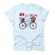 Patriotic Tee, Freedom Bike, Super Cute USA Bicycle Design on premium Bella + Canvas unisex shirt, 3 color choices, 3x July 4, 4x July 4th