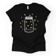 Summer Tee, Super Cute Jar of Lightning Bugs, Fireflies Design on premium Bella + Canvas unisex shirt, 3 color choices, 3x Summer, 4x Summer