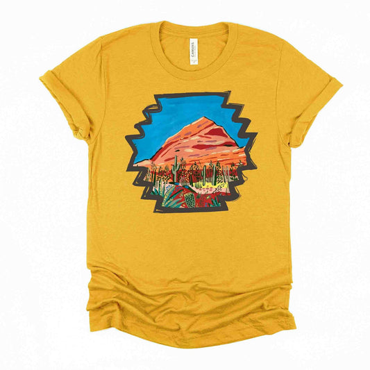 Desert Tee, Beautiful Red Rock Desert Tee, Cactus and Desert Mountains Tee,  premium unisex shirt, 3 color choices, 3x Desert, 4x Desert
