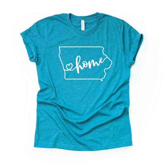 Iowa Tee, Iowa Home, Love Iowa Outline Design,  premium Bella + Canvas unisex shirt, 3 color choices, 3x Iowa, 4x Iowa, plus sizes available