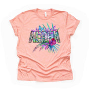 Aloha, Beautiful Tropical Plants and Flowers, Aloha Vacation Hawaii Design on premium  unisex shirt, 3 color choices, 3x Summer, 4x Summer