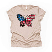 Patriotic Tee, Cute Patriotic Butterfly with Roses, Butterfly Design on premium unisex shirt, 3 color choices, 3x Patriotic, 4x Patriotic
