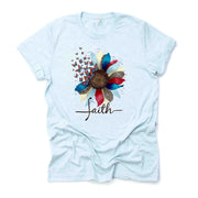 Patriotic Sunflower With Butterflies, American Faith Sunflower Design on premium unisex shirt, 3 color choices, 3x Patriotic, 4x Patriotic