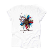 Patriotic Sunflower With Butterflies, American Faith Sunflower Design on premium unisex shirt, 3 color choices, 3x Patriotic, 4x Patriotic