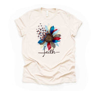 Patriotic Sunflower With Butterflies, American Faith Sunflower Design on premium unisex shirt, 3 color choices, 3x Patriotic, 4x Patriotic