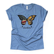 USA Tee, Patriotic Butterfly with USA Flag, Freedom Butterfly Design, premium unisex shirt, 3 color choices, 3x Patriotic, 4x Patriotic