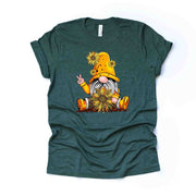 Super Cute Sunflower Gnome, Gnome Peace Sign with Sunflower design, premium unisex shirt, 3 color choices, 3x Fall, 4x Fall, Plus Sizes